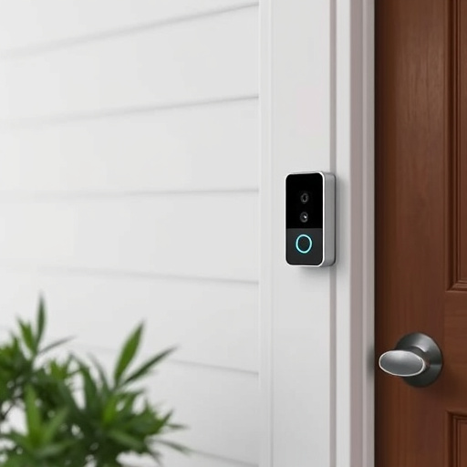 compact wireless doorbell at urban entry
