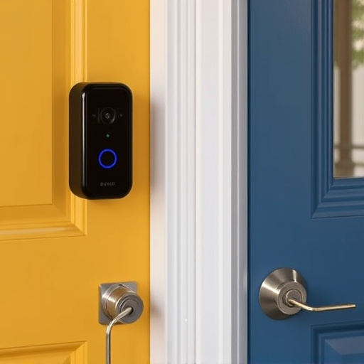 compact wireless doorbell at urban entry