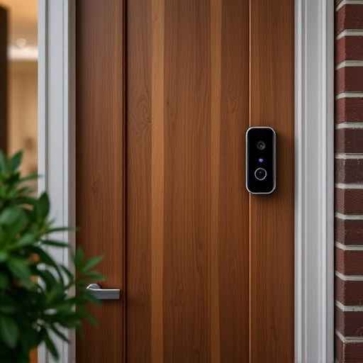 compact wireless doorbell at urban entry