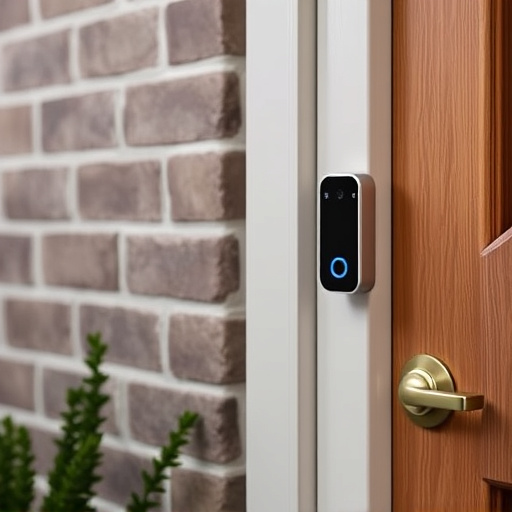 compact wireless doorbell at urban entry