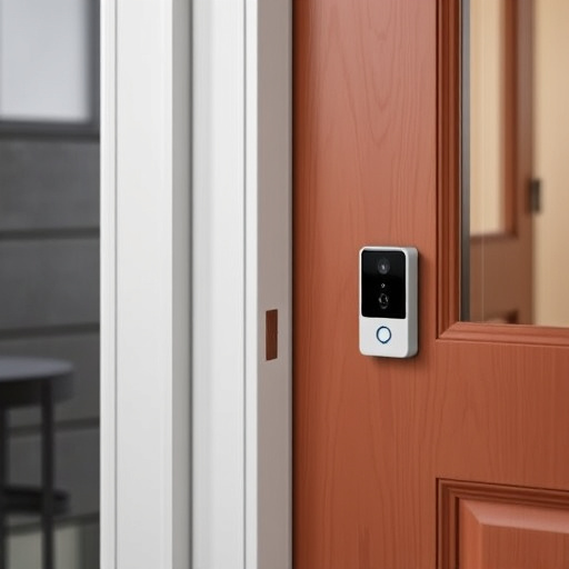 compact wireless doorbell at urban entry