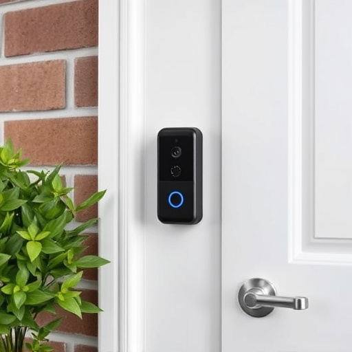 compact wireless doorbell at urban entry