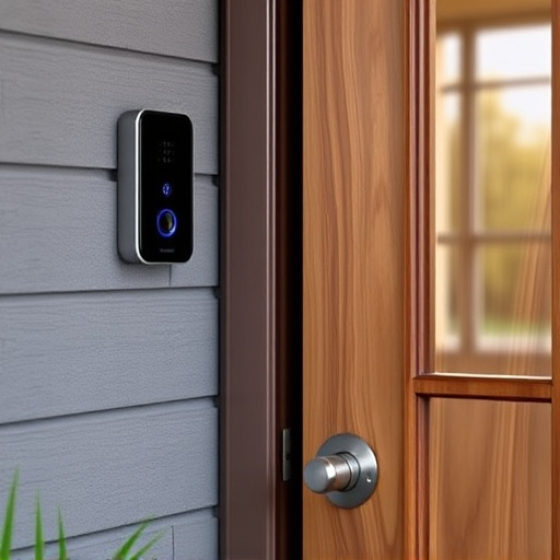compact wireless doorbell at urban entry