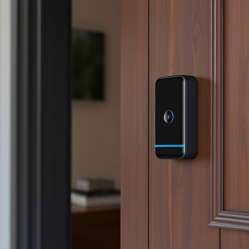 compact wireless doorbell at urban entry