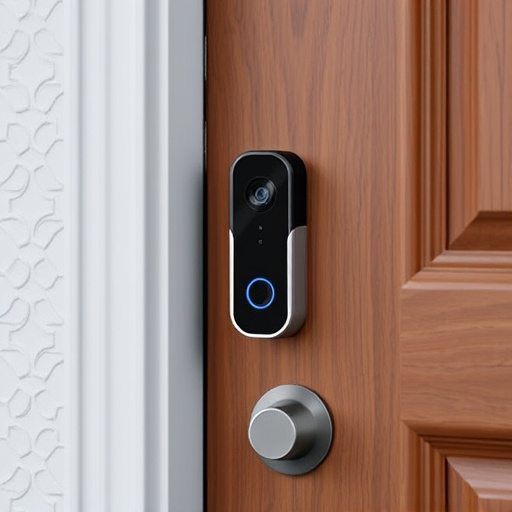 compact wireless doorbell at urban entry