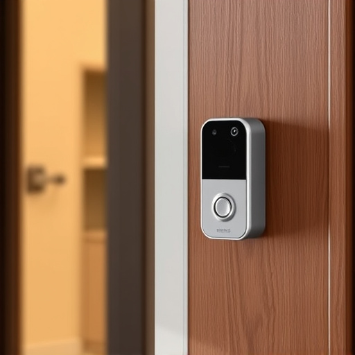 compact wireless doorbell at urban entry