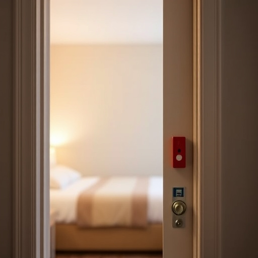 discreet door alarm placed in hostel doorframe