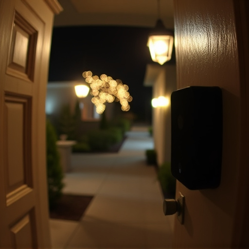 doorbell camera recording visitor at night