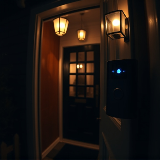 doorbell camera recording visitor at night