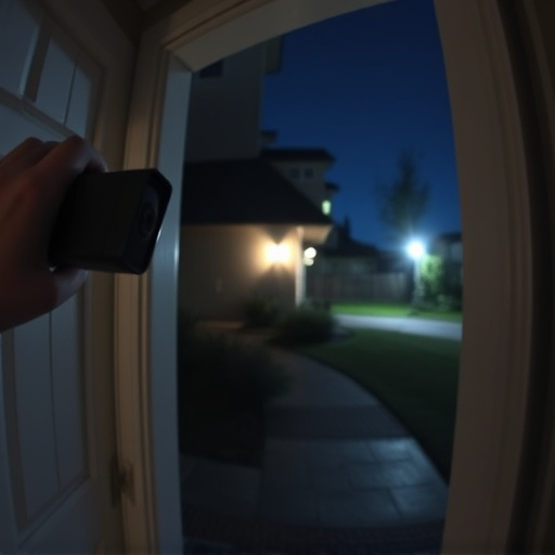doorbell camera recording visitor at night