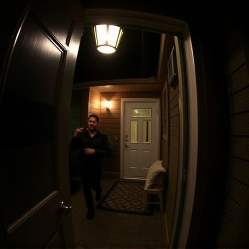 doorbell camera recording visitor at night