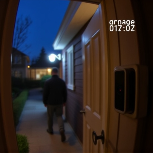 doorbell camera recording visitor at night