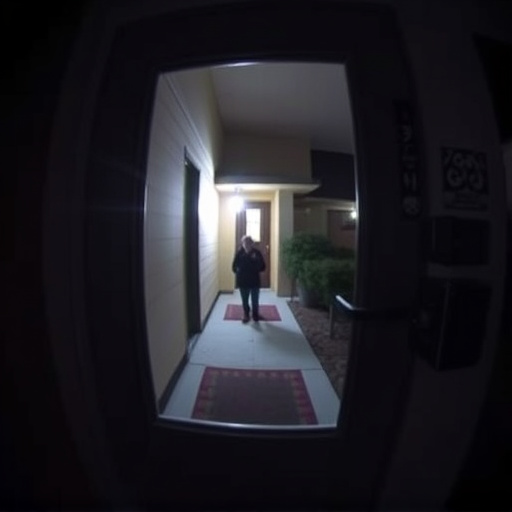 doorbell camera recording visitor at night