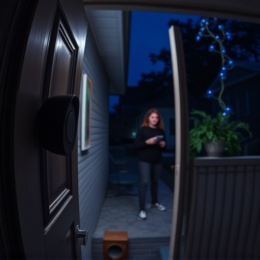 doorbell camera recording visitor at night