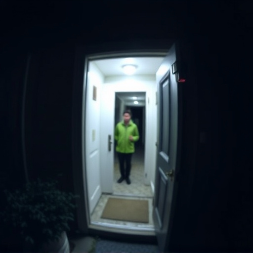 doorbell camera recording visitor at night