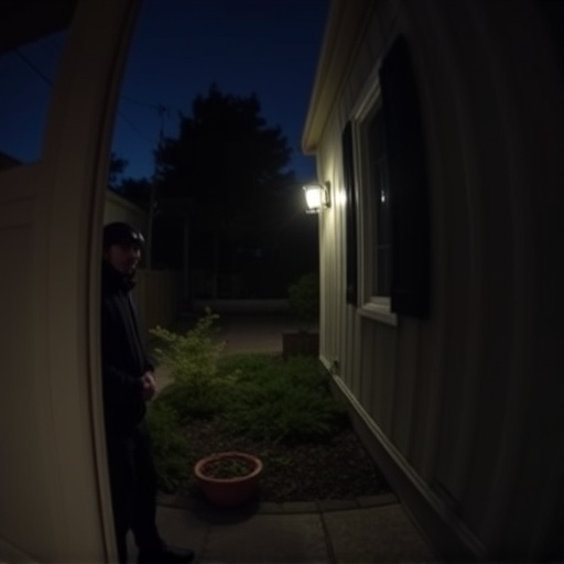 doorbell camera recording visitor at night