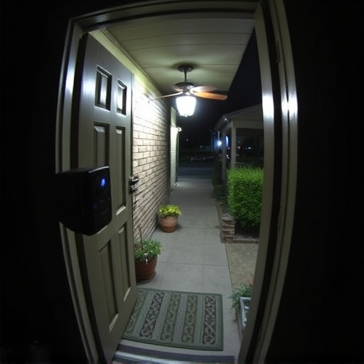 doorbell camera recording visitor at night