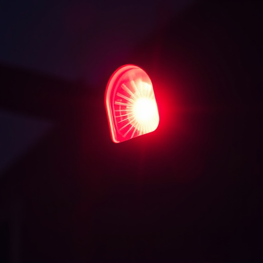 flashing red home security alert light at night