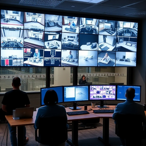 home monitoring control room with multiple screens