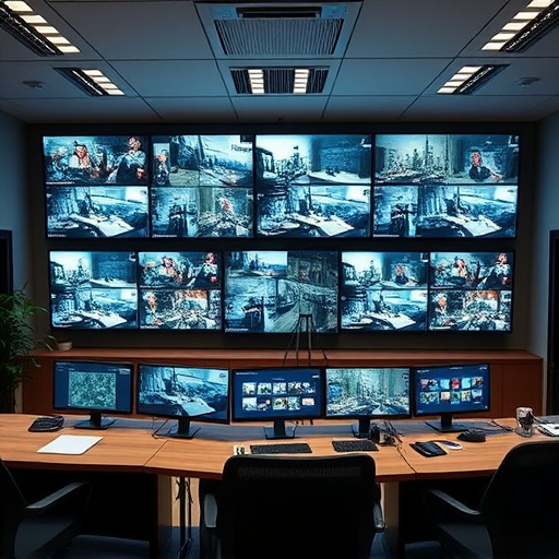 home monitoring control room with multiple screens