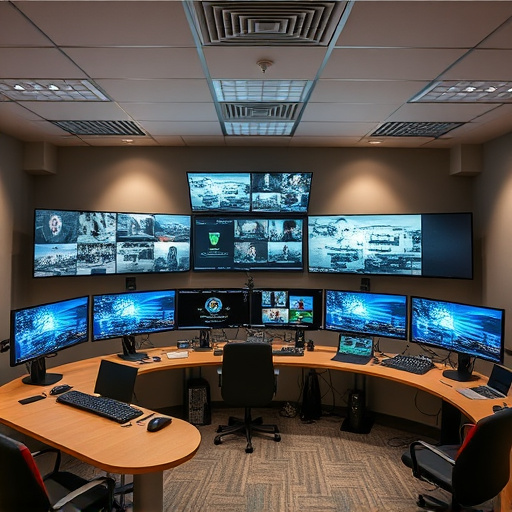 home monitoring control room with multiple screens