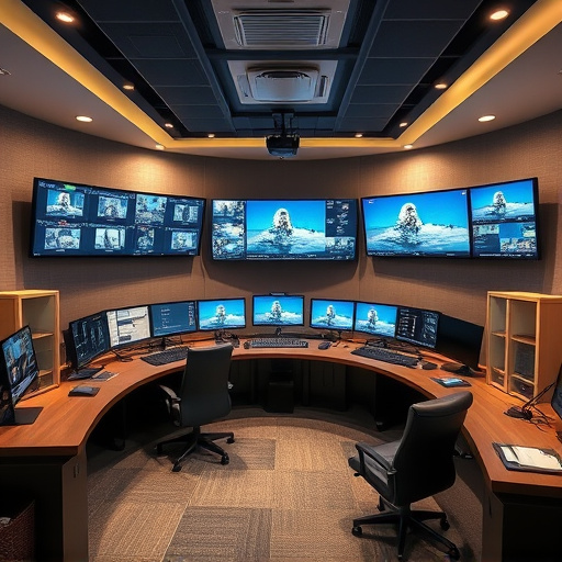 home monitoring control room with multiple screens
