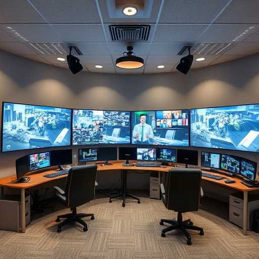 home monitoring control room with multiple screens
