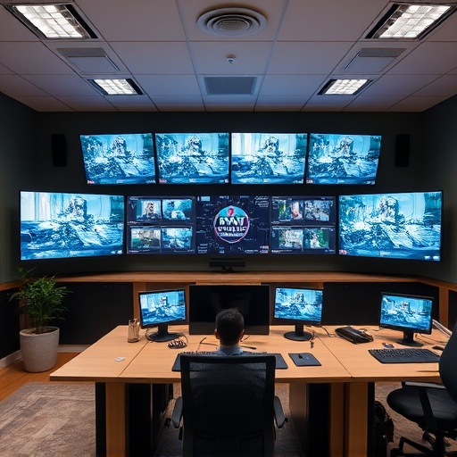 home monitoring control room with multiple screens