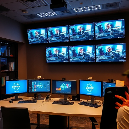 home monitoring control room with multiple screens