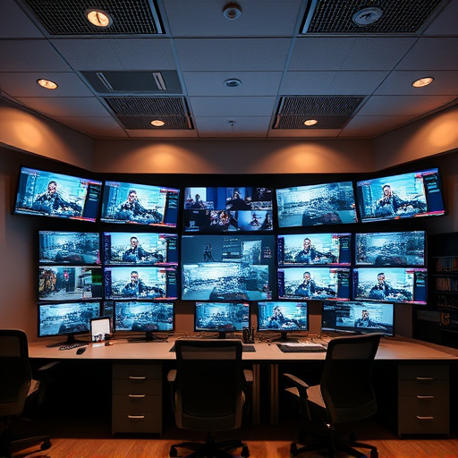 home monitoring control room with multiple screens