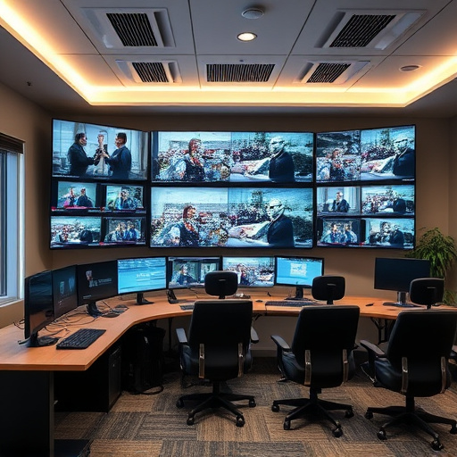 home monitoring control room with multiple screens
