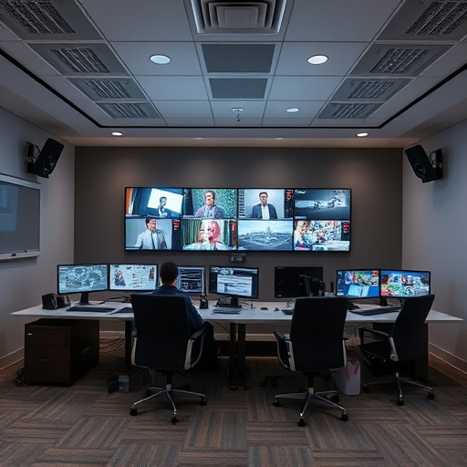 home monitoring control room with multiple screens