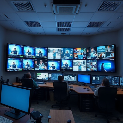 home monitoring control room with multiple screens