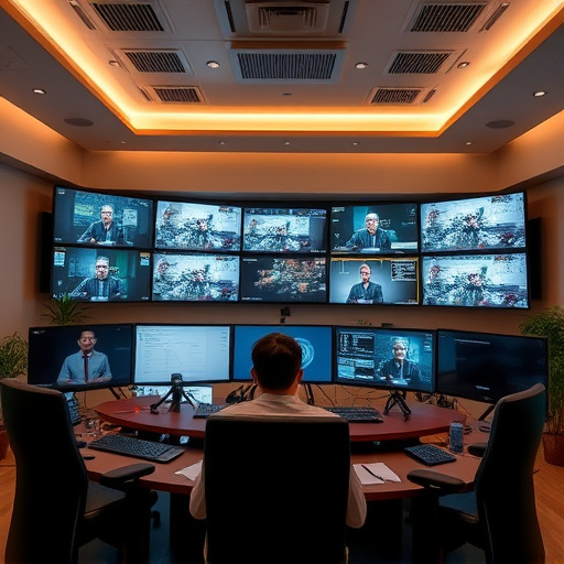 home monitoring control room with multiple screens