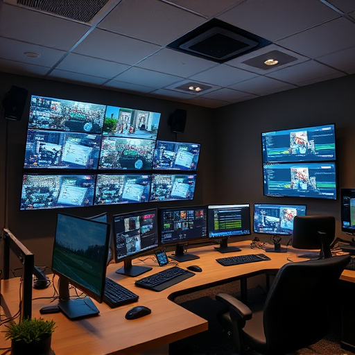 home monitoring control room with multiple screens