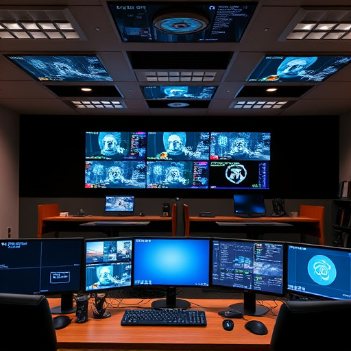 home monitoring control room with multiple screens