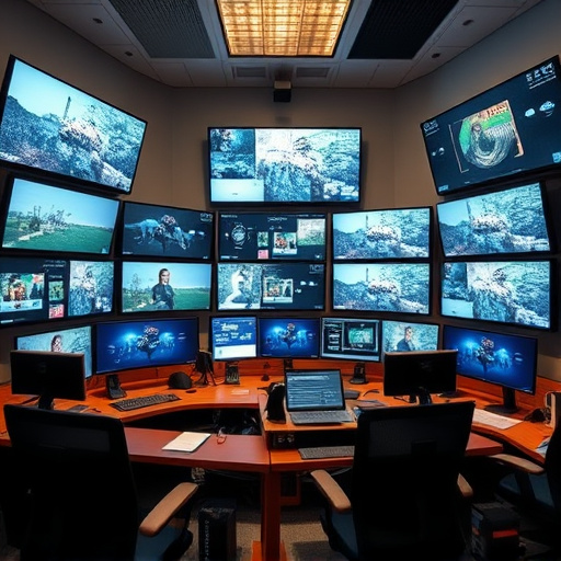 home monitoring control room with multiple screens