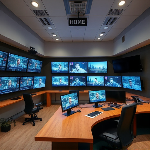 home monitoring control room with multiple screens