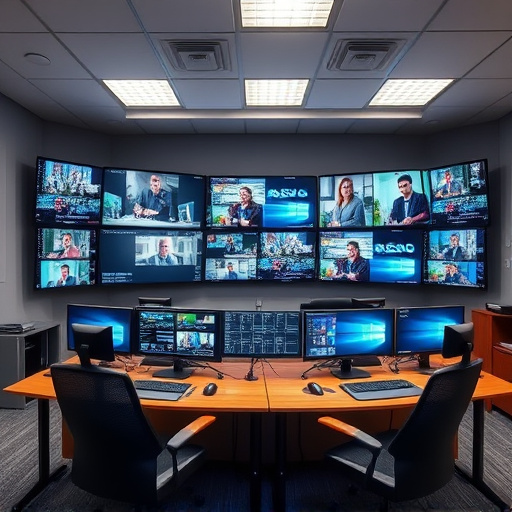 home monitoring control room with multiple screens