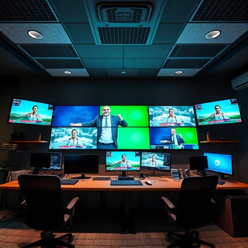 home monitoring control room with multiple screens