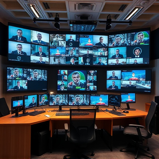 home monitoring control room with multiple screens