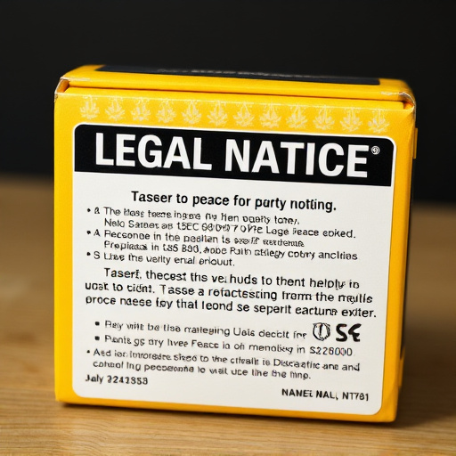 legal notice on taser product packaging