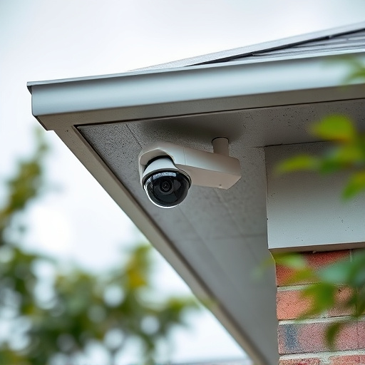 motion-activated surveillance camera under roof eaves
