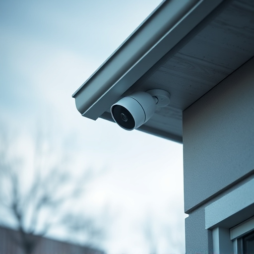 motion-activated surveillance camera under roof eaves