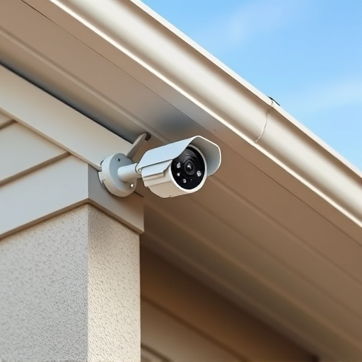 motion-activated surveillance camera under roof eaves