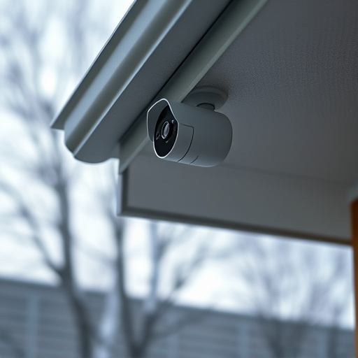 motion-activated surveillance camera under roof eaves