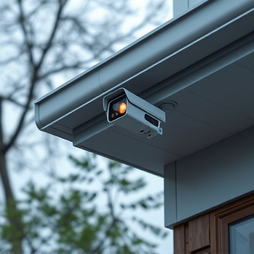motion-activated surveillance camera under roof eaves