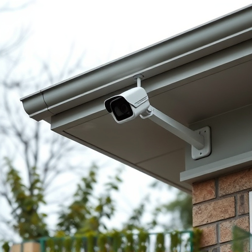 motion-activated surveillance camera under roof eaves
