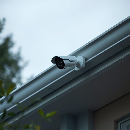motion-activated surveillance camera under roof eaves