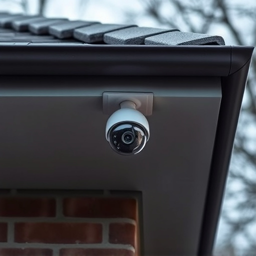 motion-activated surveillance camera under roof eaves
